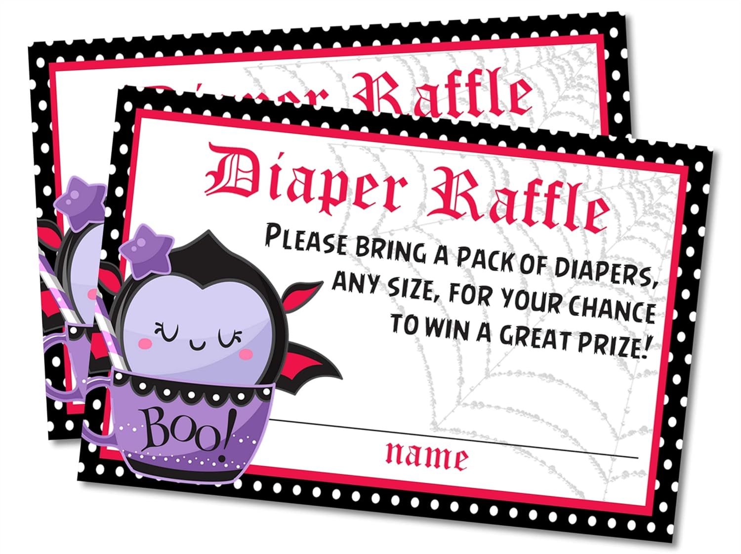 Halloween Baby Shower Diaper Raffle Tickets Set of 50
