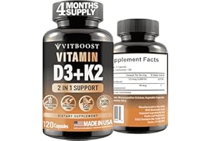 VITBOOST Vitamin D3 K2 Complex - Easy to Swallow - Vitamin D (D3) 5000 IU (125 mcg) & K2(MK-7) 90 mcg | Non-GMO | Gluten-Free | USA Made | 120 Capsules