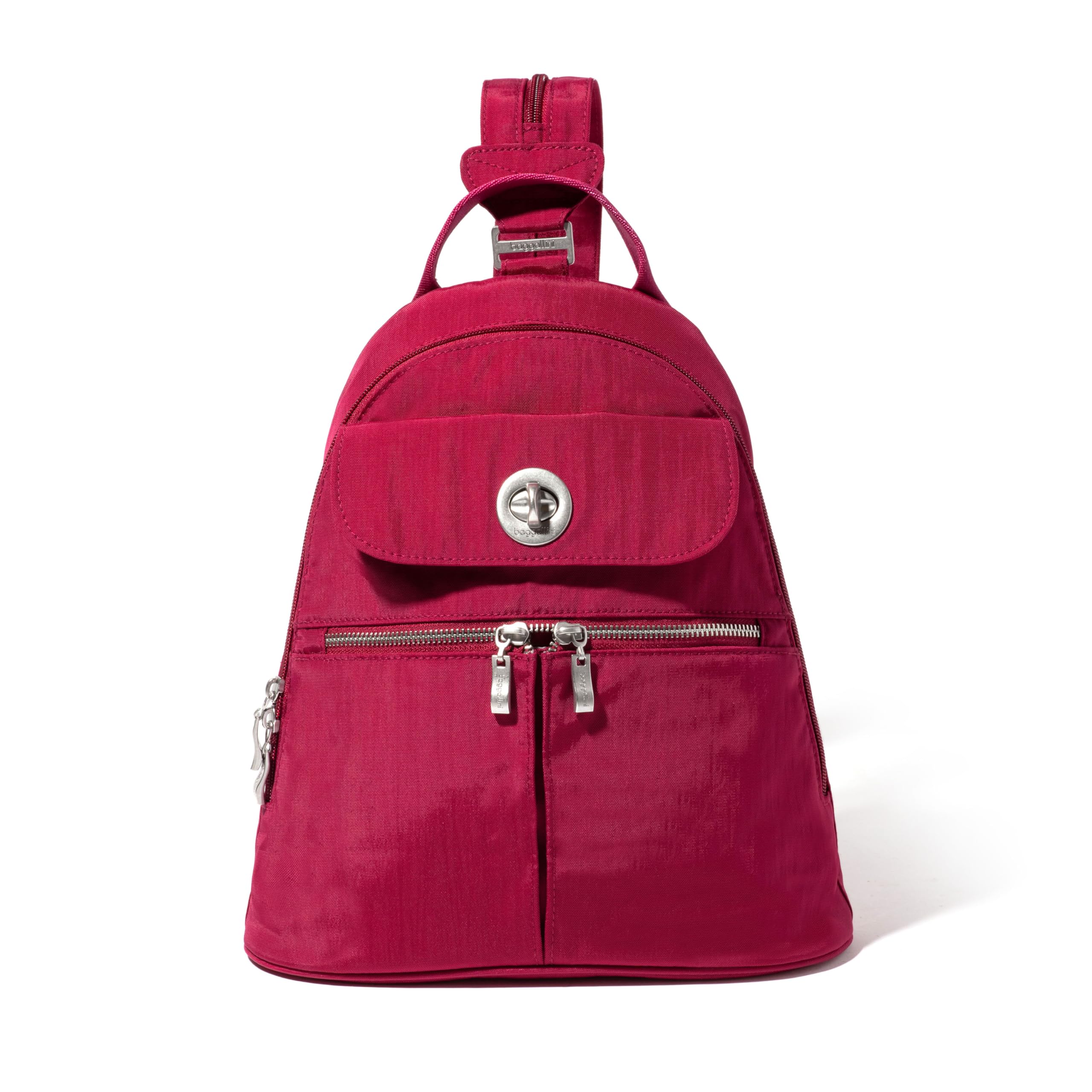 Baggallini Naples Convertible Small Daypack Sling Crossbody, Beet Red