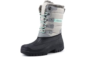 Knixmax Women's Winter Snow Boots Waterproof Mid Calf Booties Fur Lined Warm Outdoor Insulated Mucker Yard Skiing Hiking Boots