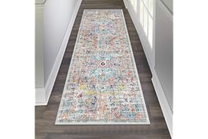 Pauwer Hallway Runner Rug 2'x6' Washable Boho Farmhouse Entryway Kitchen Runner Vintage Non Slip Laundry Room Bathroom Area Rugs Rubber Backed Front Door Foyer Bedroom Floor Mat Carpet Runner, Grey