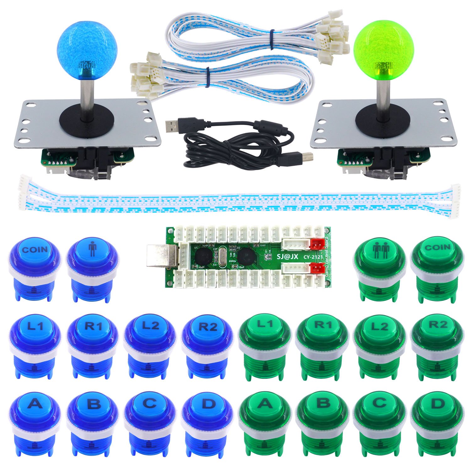 Buy SJJX 2 Player Arcade Game DIY Kit LED Button Zero Delay USB