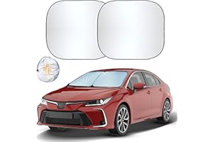 EcoNour 2 Piece Sunshade for Car Windshield, Durable 240T Polyester Car Windshield Sunshade Blocks UV Rays, Car Shade for Sun Protection, Front Window Sunshade, Small (23.5 in x 29 in)