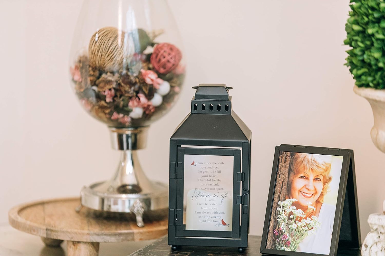 Celebration of Life Memorial Lantern with Flickering LED Candle-Thoughtful Bereavement/Sympathy Gift for Loss of Loved One (Black): Home & Kitchen