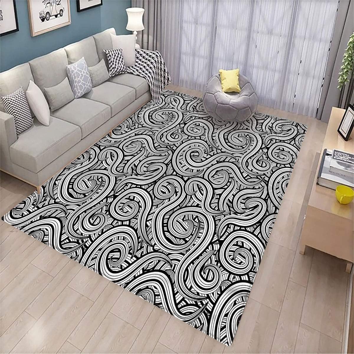 Geometric Bedroom Floor mat Circular Shape Swirls Patio