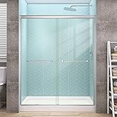 GETPRO Sliding Shower Door Semi-Frameless 51-54 in. W x 72 in. H Bypasss Double Sliding Glass Shower Enclosure,1/4 inch Clear