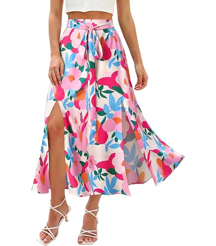 Amazon.com: THLAI Womens Skirt Maxi Skirt Tropical Print A-Line