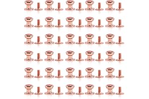 INKNOTE 125 Sets Chicago Screws Rose Gold Solid Round Head Button Tack Slotted Screws Nipple Rivet Studs Nail Rivets for Clothing Shoes Belts Bags Watchbands Dog Collars DIY Leather Craft Accessories