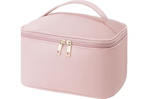Onilife Travel Makeup Bag, Portable Cute Cosmetic Bag Large Make Up Organizer Case Toiletry Bag for Women Girls with Handle a
