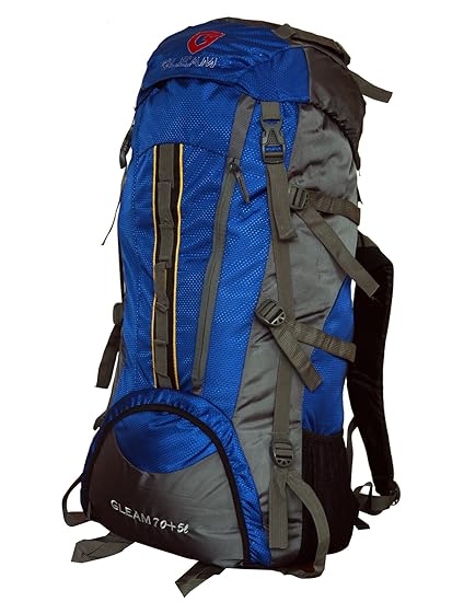 Gleam 2209 Climate Proof Mountain Trekking & Rucksack Backback 75Litres Sky Blue & Grey with Rain Cover
