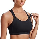 SYROKAN Women's Sports Bra Front Adjustable High Impact Support Padded Wireless Racerback Plus Size Running Bra