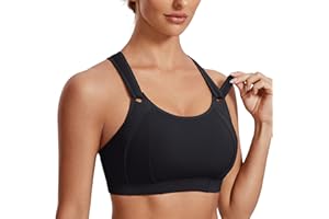 SYROKAN Women's Sports Bra Front Adjustable High Impact Support Padded Wireless Racerback Plus Size Running Bra