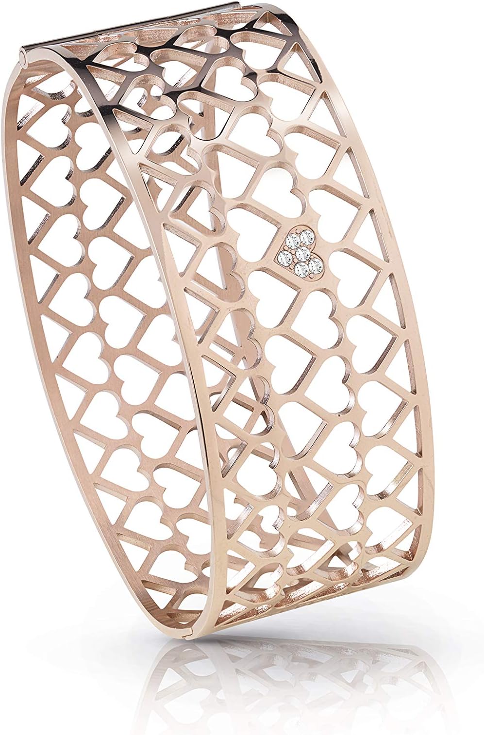 Guess Rose Gold Plated Hearts Pattern Bangle Bracelet UBB85069-L