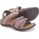 WHITIN Women’s Hiking Sandals with Arch Support | Adjustable Hook and Loop Straps | Durable Sport Sandals for Outdoor Adventure