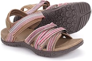 WHITIN Women’s Hiking Sandals with Arch Support | Adjustable Hook and Loop Straps | Durable Sport Sandals for Outdoor Adventure