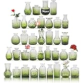 Glass Bud Vases Set of 36PCS, Small Flower Vases for Wedding Centerpiece Table Decoration, Vintage Vase in Bulk for Flower Arrangements, Mini Vase for Birthday Party, Festival Home Decor,Green