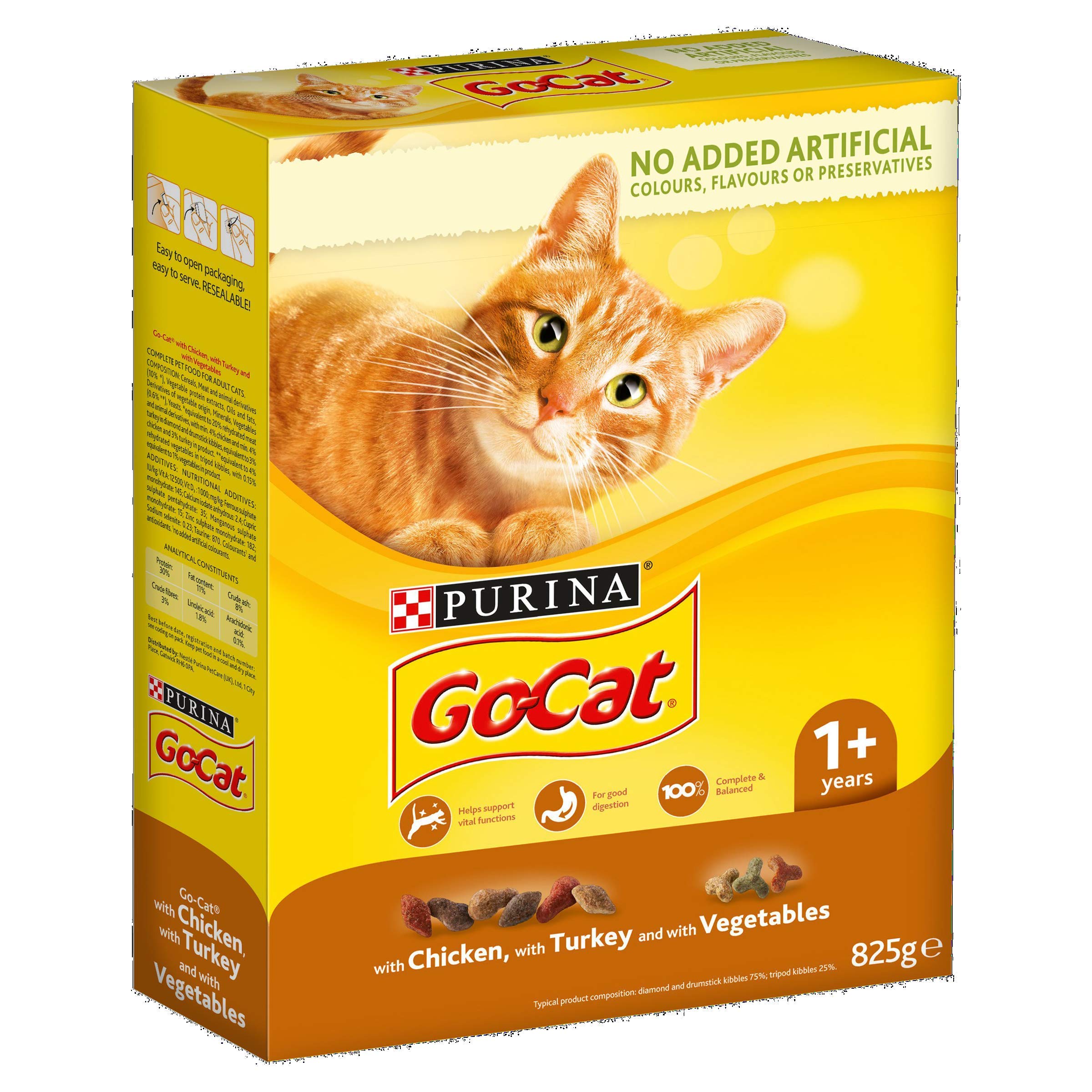 Go-Cat Adult Dry Cat Food Turkey & Veg 825g (Case of 5)