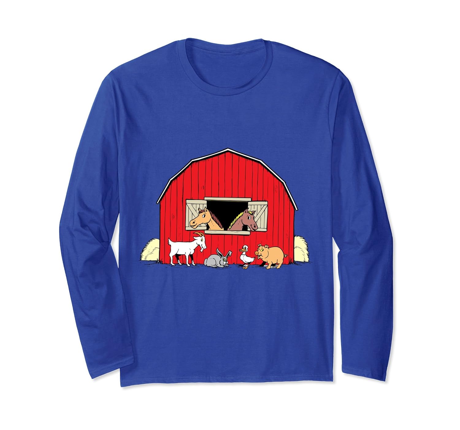 Cute Farm Animals Shirt Barnyard Scene Horses Pig Goat-anz