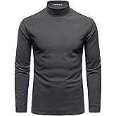PARKLEES Men's Mock Turtleneck Micro Fleece Sweater Stretch Slim Fit Long Sleeve Thermal Base Layer for Cold Weather
