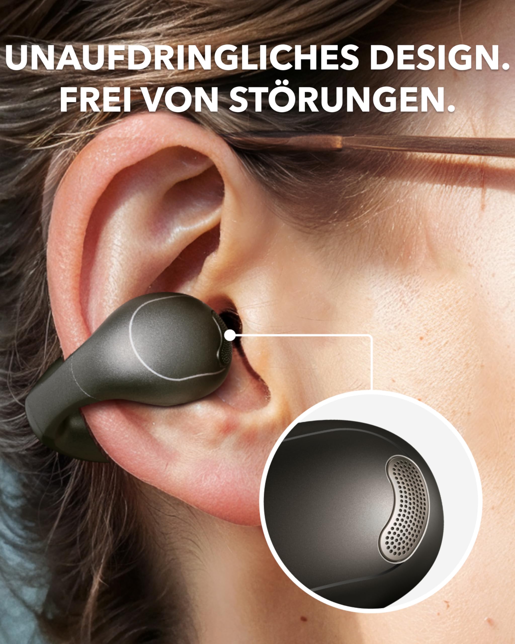soundcore C40i von Anker, Open-Ear Earbuds, Clip-On Kopfhörer, flexibles Gelenk-Design, Tastensteuerung, federleichter Komfort, fester Halt mit ansteckbaren Ohrklammern, große Treiber für klaren Klang 6