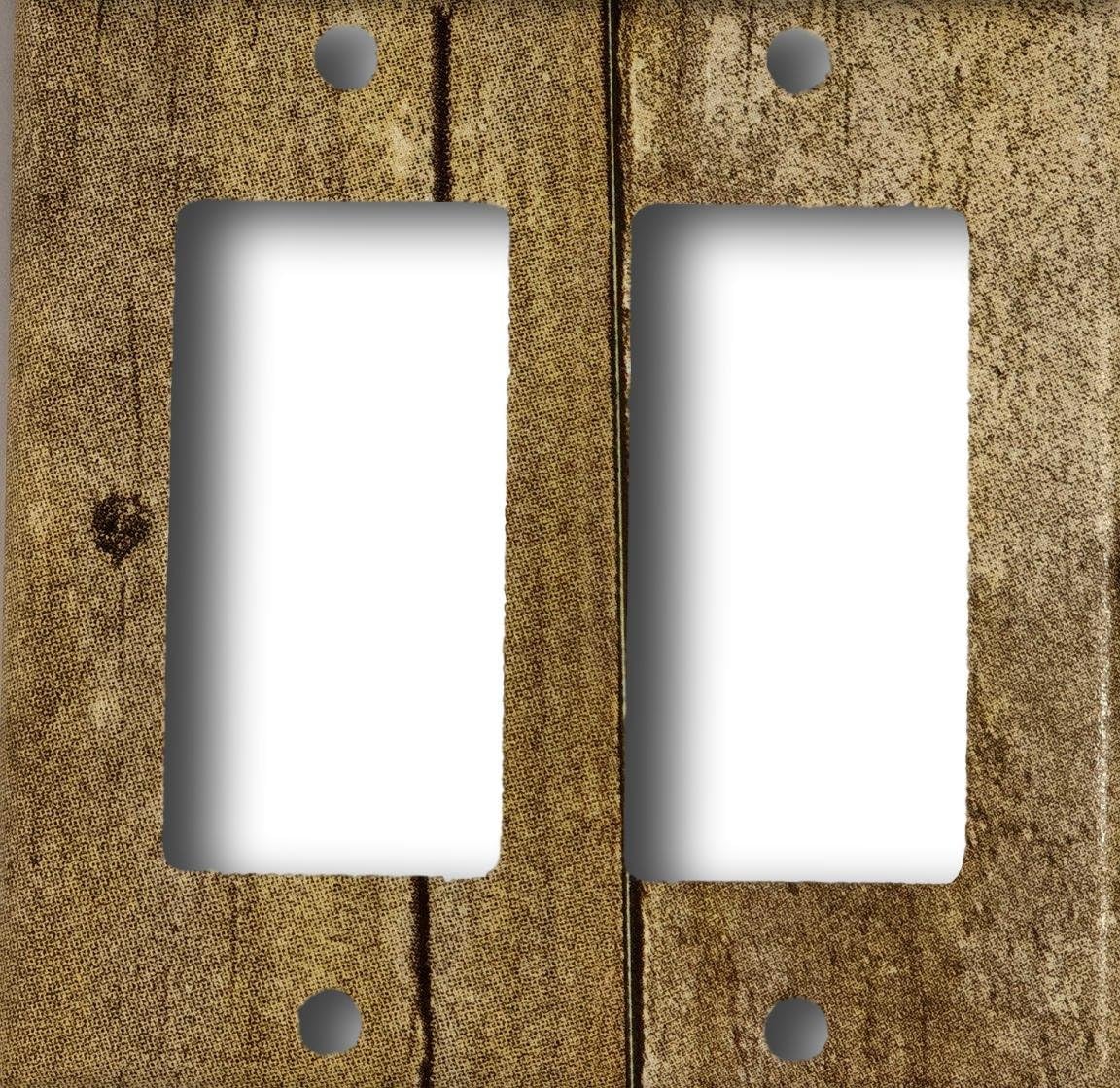 Barn Wood Design Double Rocker Light/Outlet Wall Plate