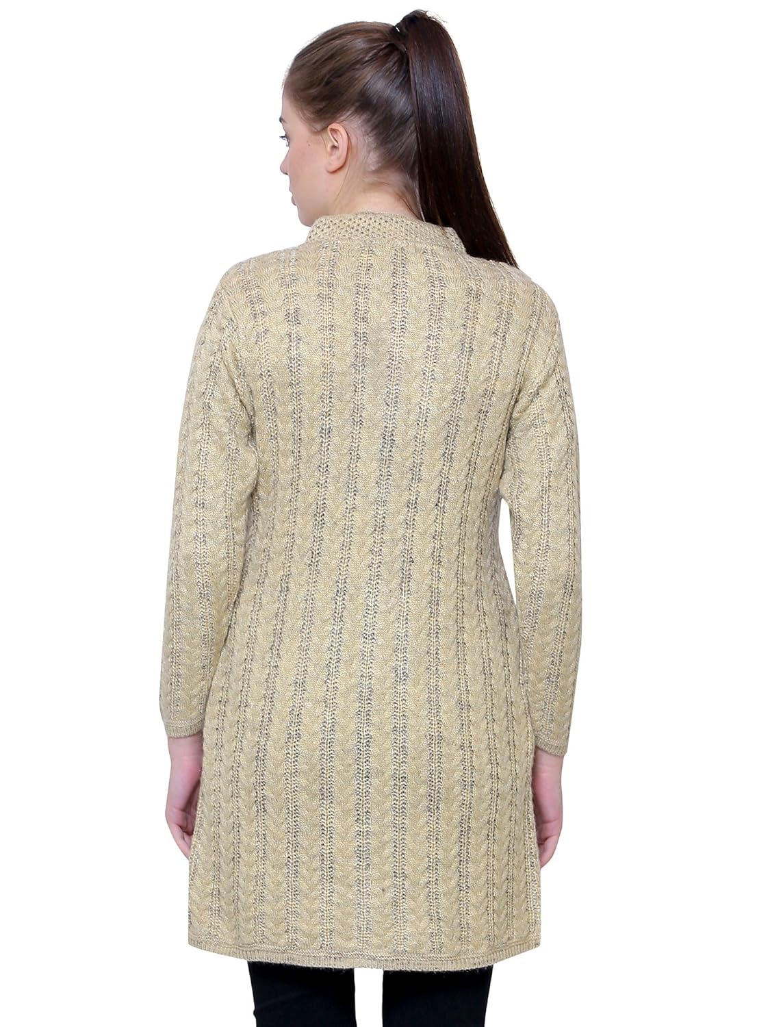 matelco women's wool embroidered buttoned long cardigan