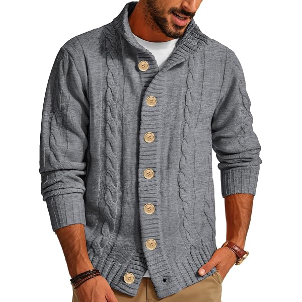 Suéter De Punto Para Hombre De Lana Con Cremallera Y Cuello De Pie - Talla Grande, Estilo Clásico