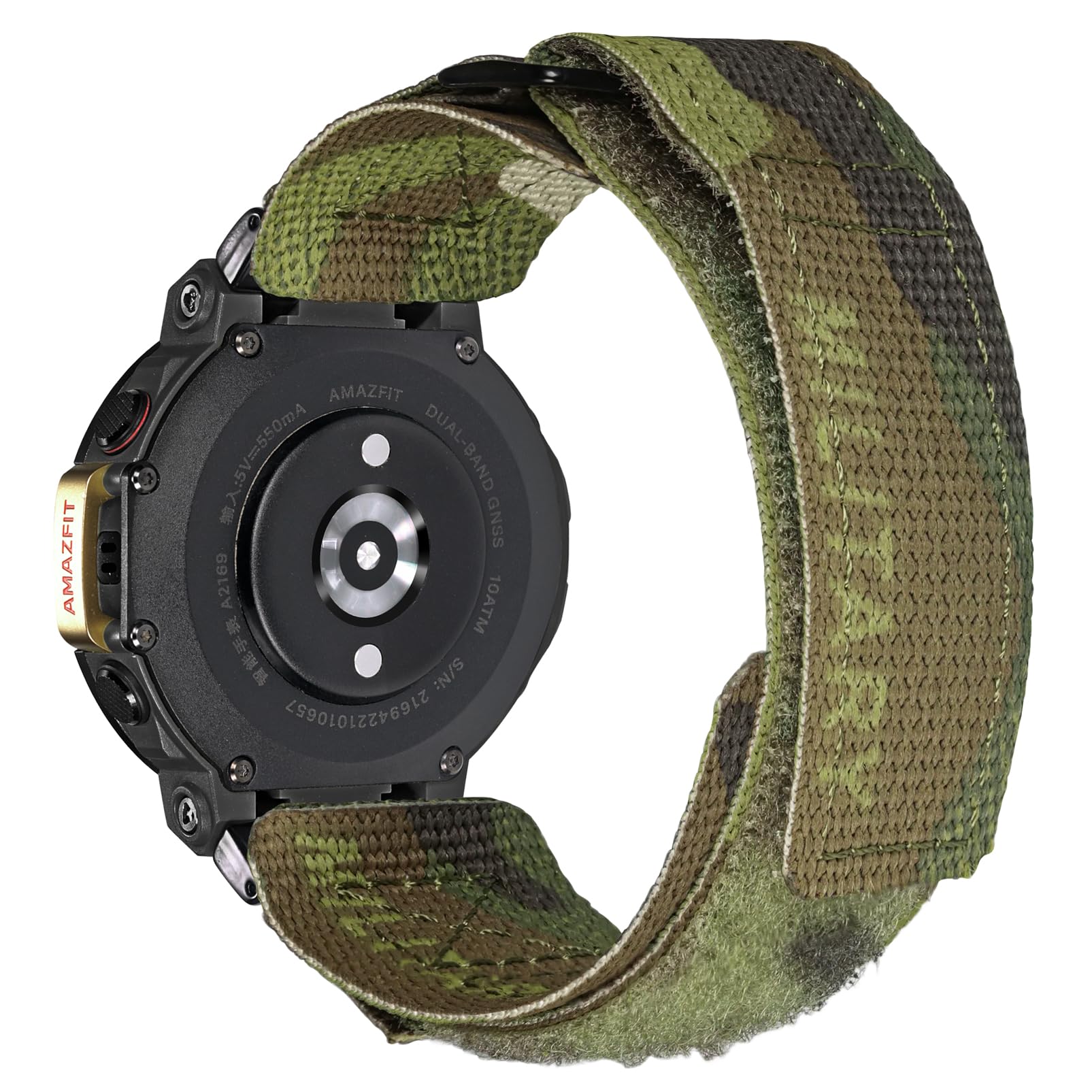hemsut h Watch Bands Compatible with Huami T-Rex/T-Rex 2/T-Rex Pro, Millitary Camouflage Nylon Sports Strap With Woven Loop Design, Green