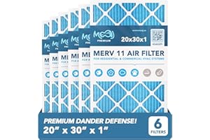 20x30x1 Air Filter (6-PACK) | MERV 11 | MOAJ Premium Allergen Defense | BASED IN USA | Pleated Replacement Air Filters for AC & Furnace Applications | Actual Dimensions: 19.70” x 29.70” x 0.75” (in.)