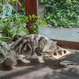 FUKUMARU Elevated Cat Bowls 15° Tilted Stand Stainless Steel Bamboo Feeding view 5