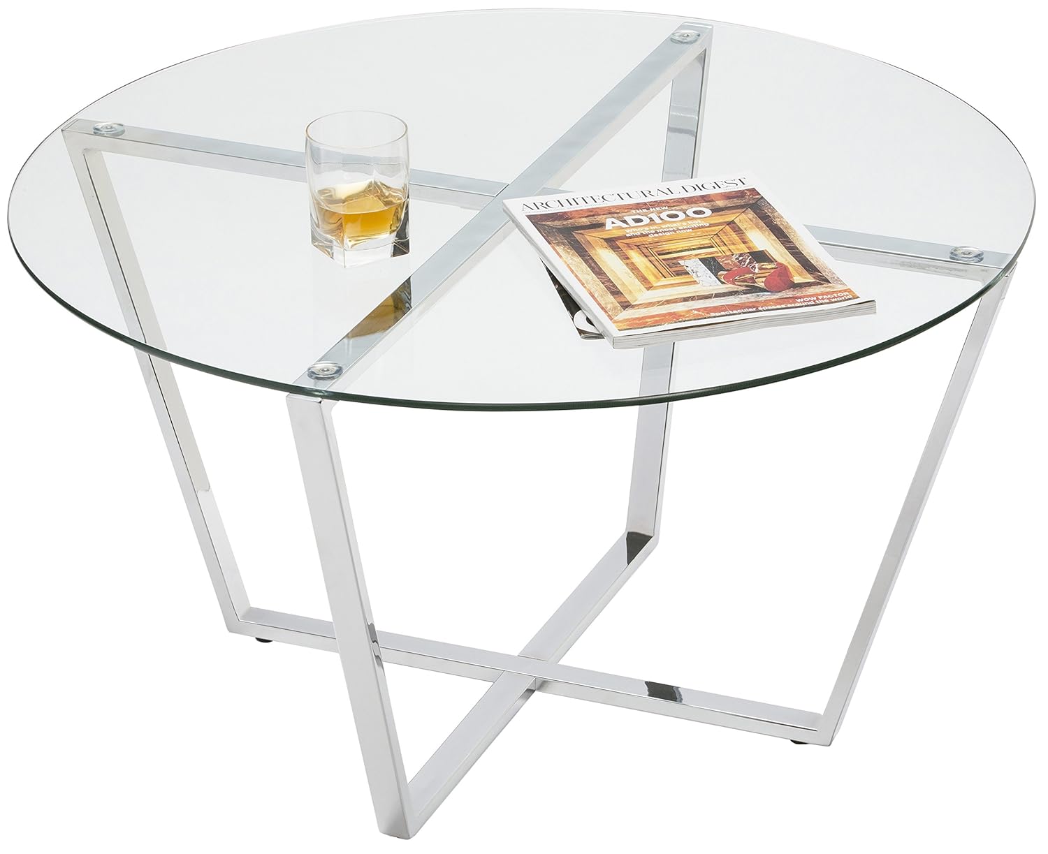 Mango Steam Metro Glass Coffee Table - Clear Glass/Chrome Base