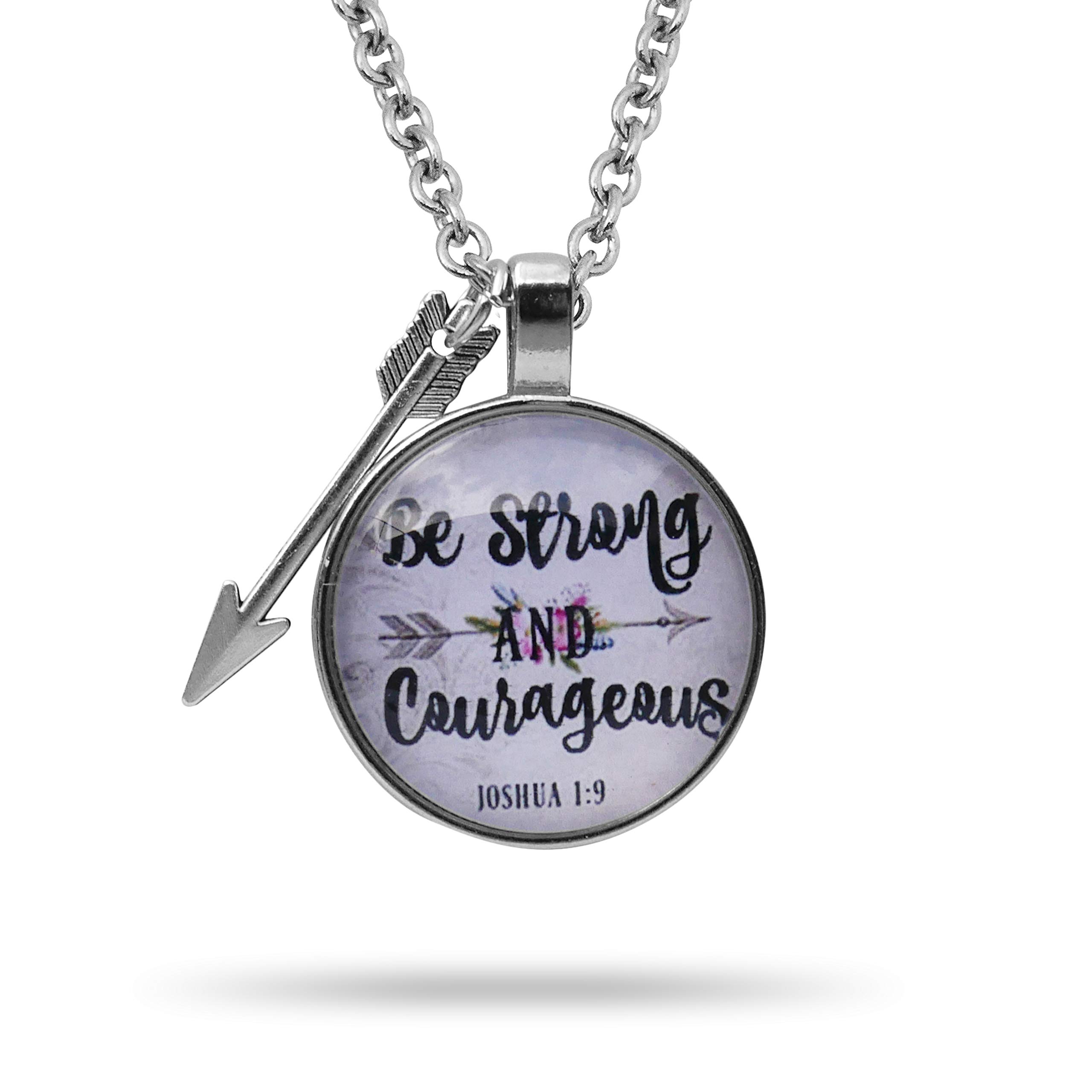 epiphaneia Women's Be Strong & Courageous Joshua 1:9 Christian Pendant Necklace. Gift for Mom on Mother's Day, Christmas, Birthday, Religious Bible Necklaces. Statement of Faith.