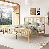 Sementa 14 Inch Bamboo Wood Queen Size Platform Bed Frame with Headboard and Footboard, Metal Slat Support Bed Frame Queen Size Heavy Duty, No Box Spring Needed, Easy Assembly, Noise Free, Reinforced