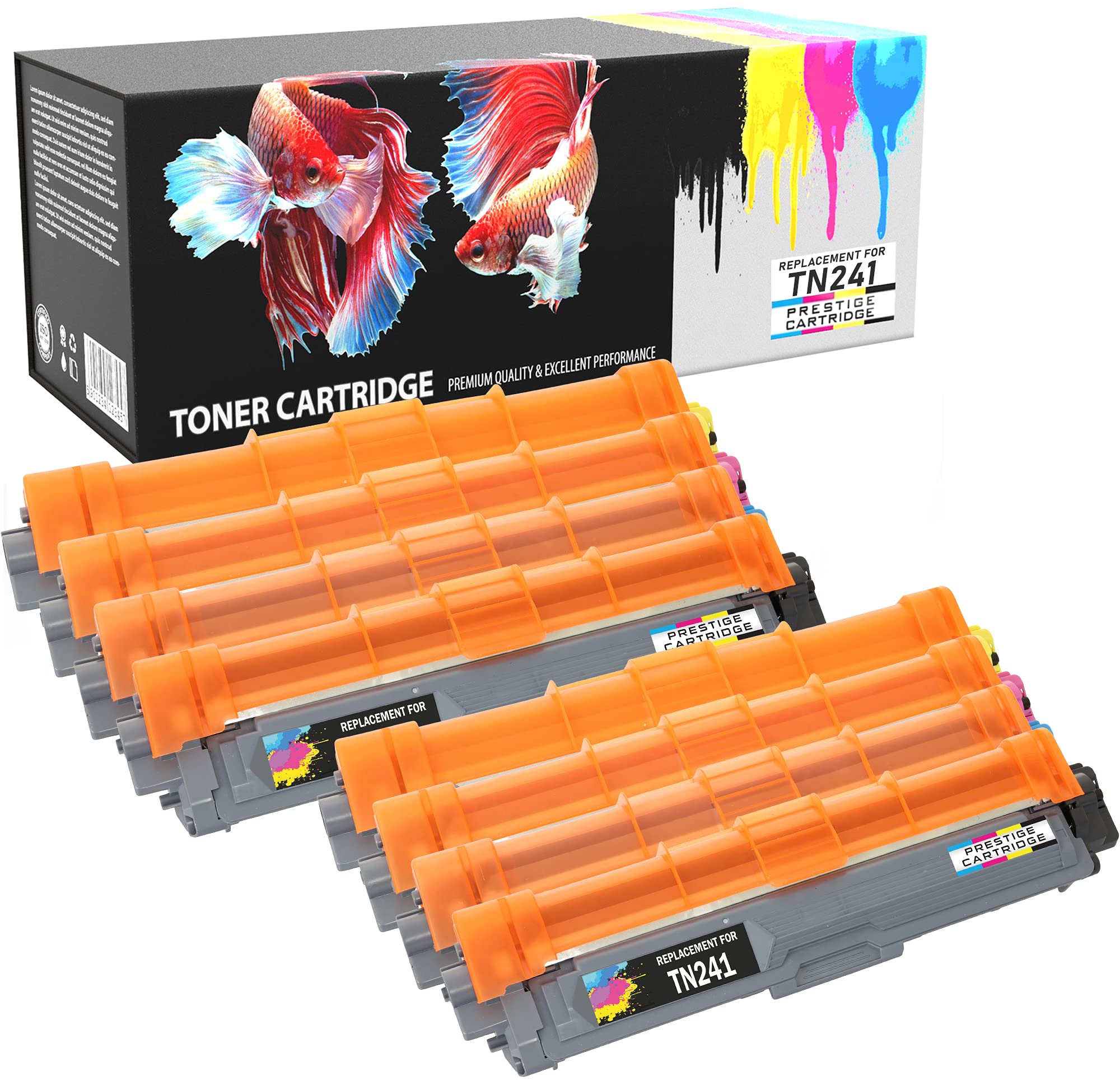 Prestige Cartridge TN-241/TN-245 Toner Cartridge for Brother HL-3140CW/HL-3150CDW/HL-3170CDW - Assorted Colour (Pack of 8)