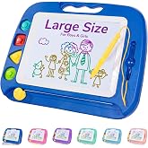 SGILE Magnetic Drawing Board for Kids, Toddler Doodle Toys, Large 16 &times; 13" | Etch &amp; Sketch Pad with 4 Magnet Stamps, Girls &amp; Boys' Birthday Gift,1-4 Year Old, Learning &amp; Educational, Writing Play, Blue