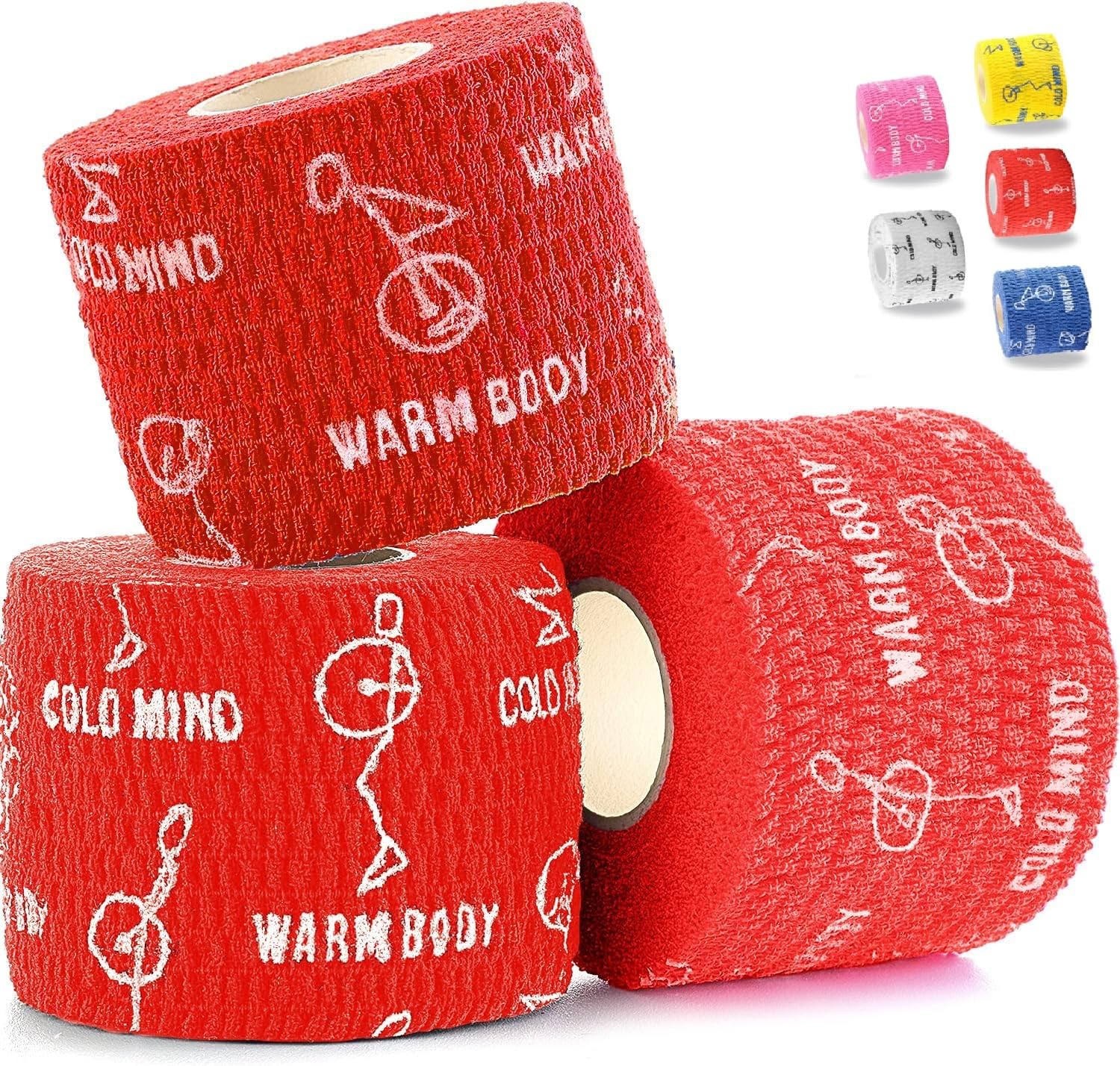 WARM BODY COLD MIND Weight Lifting Thumb Tape - Hook Grip Tape for Crossfit, Weightlifting Powerlifting Deadlift, Sticky & Stretchy Athletic Grip Tape (3 Rolls Red, 19ft x 1.85in) — image 1