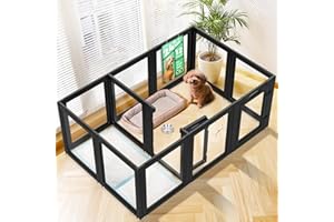 FXW AuraSpace Acrylic Indoor Dog Playpen for Puppies and Small Dogs, 24 Inch, 12 Panels, Black