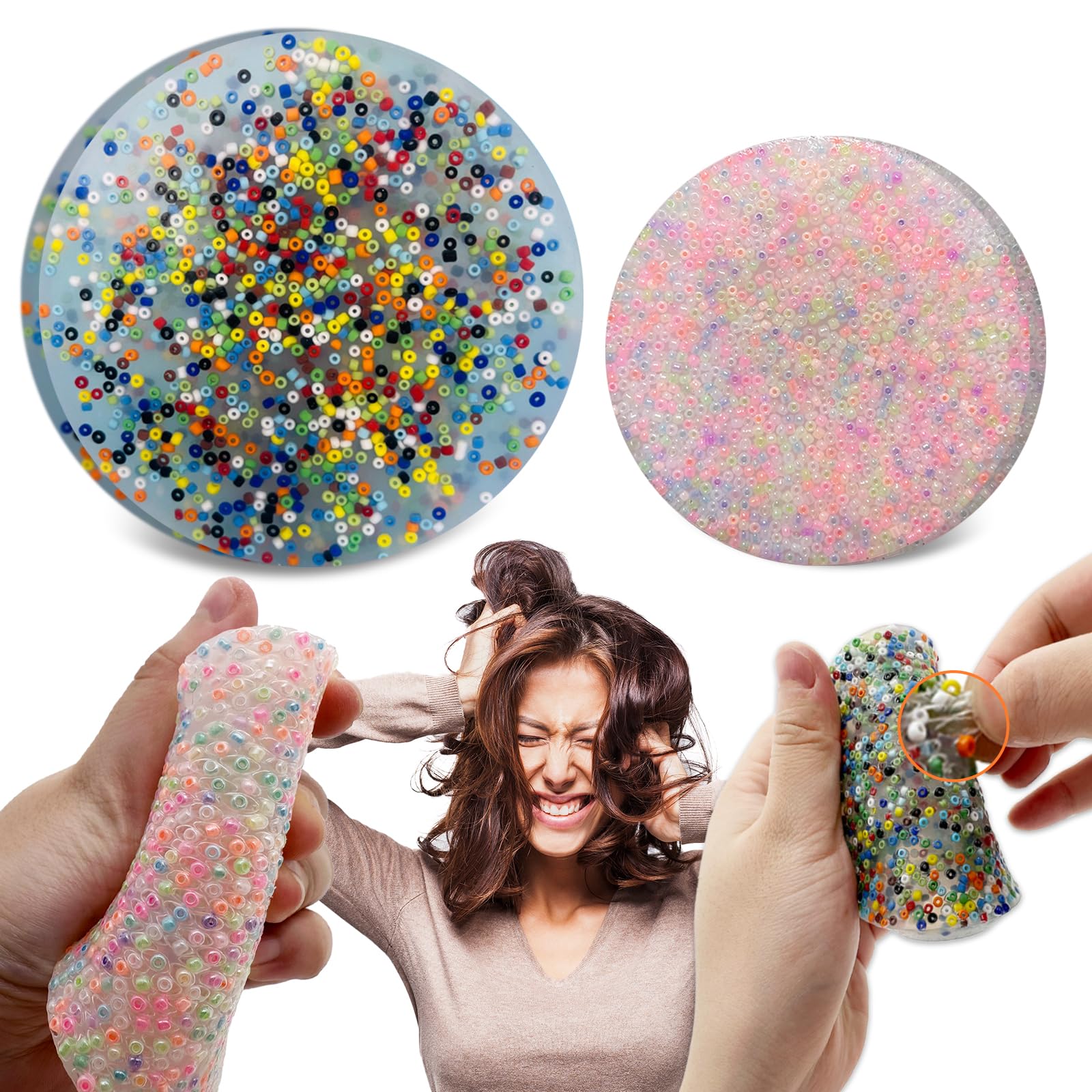 Plstod Picky Pad Fidget, 2Pcs Sensory Toys, 8.5cm Round Picky Party Pad, Skin Picking Fidget Toys for Kids Adult, Stress-Relieving Sensory Tool for Dermatillomania & Trichotillomania Relief(2 Styles）