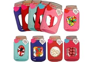 Giiffu 50 Pack Valentines Cards for Kids, Mason Jar Happy Valentines Day Cards, Funny Valentine Gifts for Classroom, Kids Valentines Day Cards for School Exchange Party Favors(Candy Not Included)