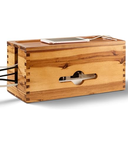 14 Inch Large Cable Management Box, Wood Cord Hider Box