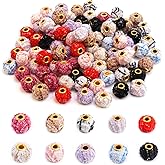 JMCRATE Beads for Pen 90PCS Mixed Color Pom Poms for Crafts Spacer Bead Bulk for DIY Jewelry Keychain Making Handicrafts Craft Accessories(Chic)