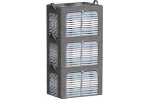 FHSQX Clothes Storage Bins with Metal Frame-Large Foldable Storage Organizer Bin for Clothes 66L Linen Fabric Storage Box with Lid ＆Clear Window (Dark Grey, 19.7x15.7x12.6inch(66L))