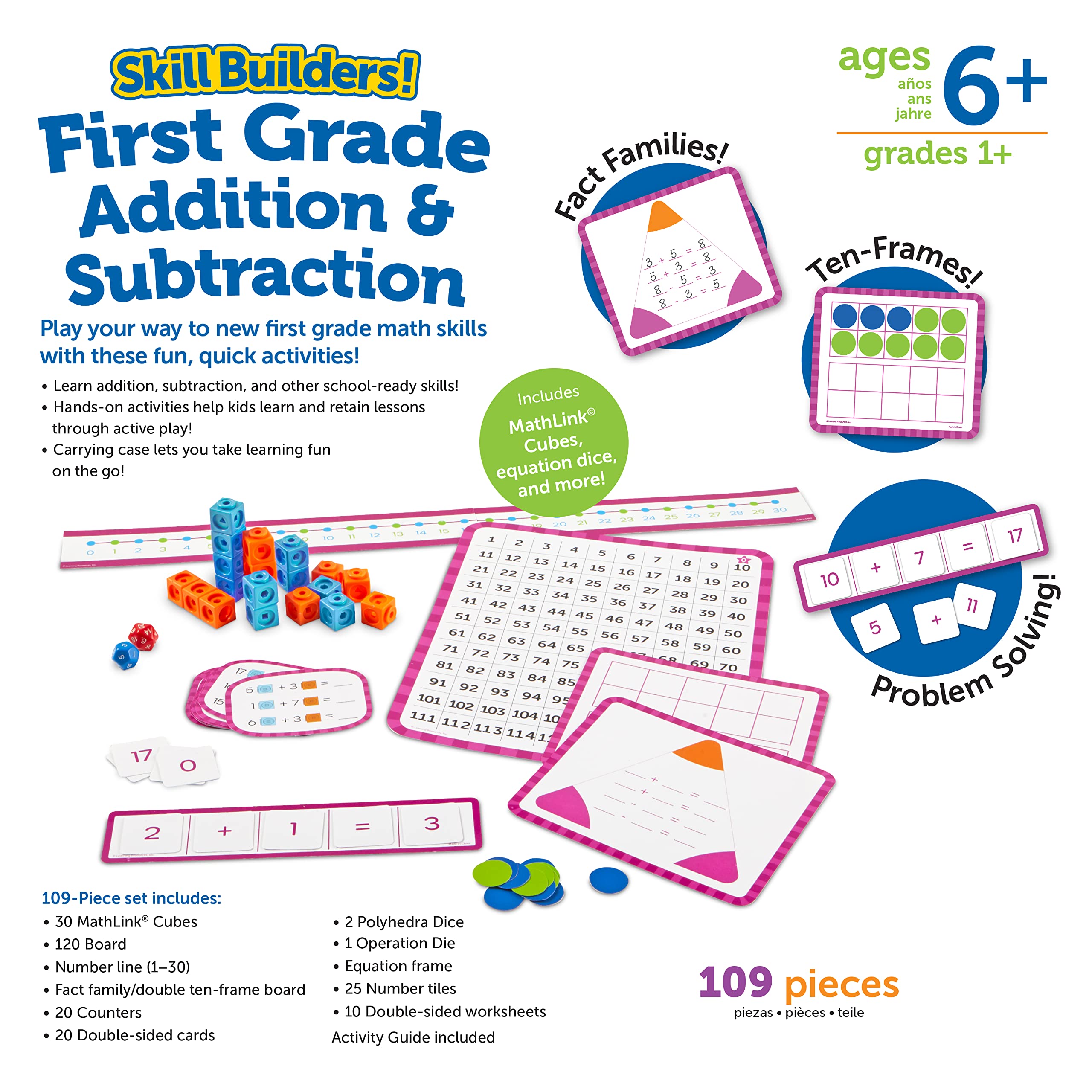 Skill Builders! 1st Grade Addition & Subtraction, Homeschool Curriculum, First Grade Learning Games, First Grade Learning Materials,Back to School, 109 Pieces, Age 6+
