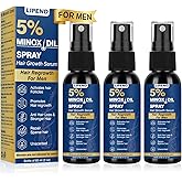 5% Minoxidil for Men Hair Growth Spray Serum Topical Minoxidil Beard Hair Regrowth Thicker Prevent Hair Loss for Thicker Longer Fuller Healthier Hair 3 Bottles of 2oz