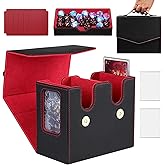 Card Deck Box for MTG with Commander Display, 2 in 1 Card Storage Box with Dice Tray Holds 200+ Double-Sleeved Cards, Magnet 