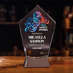 7 1/2" Personalized Glass Plaque for Awards and
