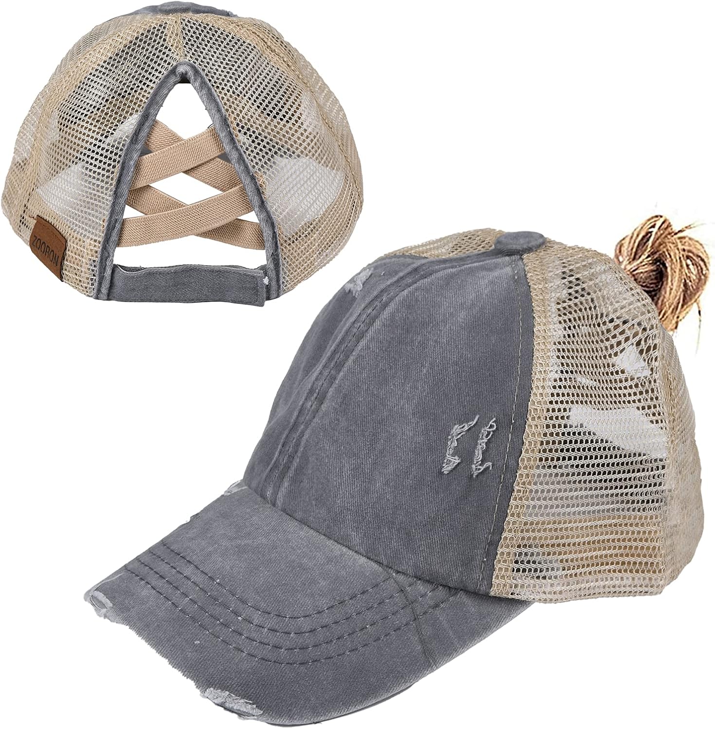 Criss Cross Ponytail Baseball Cap for Women, Baseball Cap High Ponytail