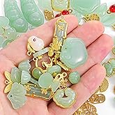 66 Pcs Inlaid Alloy Imitation Jade Beads Accessories for Jewelry Making Assorted Shaped Alloy Pendants with Hole Green Spacer Charms Accessories for DIY Necklace Bracelet Earrings Crafts Making