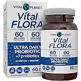 Vital Planet - Vital Flora Ultra Daily Probiotic 60 Billion CFU, Diverse Strains, Organic Prebiotics, Immune Support, Bloating Relief, Digestive Health Probiotics for Women and Men 60 Capsules