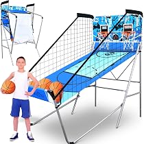 Panier De Basketball Enfant Double Avec Score électronique - Hauteur Réglable 112-140 Cm, 6 Balles